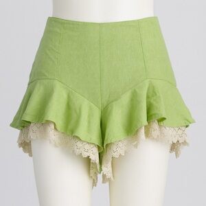 PatBO Green Lace Trim Kids Shorts Size 12 (women’s size 2)